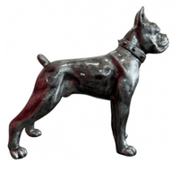 Sculpture XXL Chien Boxer 110 cm en Résine Argenté – Swiss Sculpture - Swiss-sculpture.ch