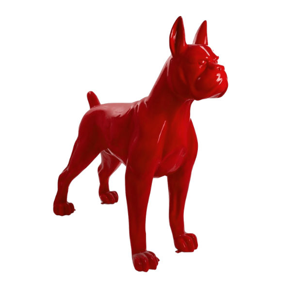Sculpture XXL Chien Boxer en Résine 110 cm Rouge – Swiss Sculpture - Swiss-sculpture.ch