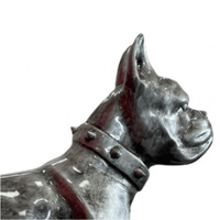 Sculpture XXL Chien Boxer en Résine 180 cm Argenté – Swiss Sculpture - Swiss-sculpture.ch