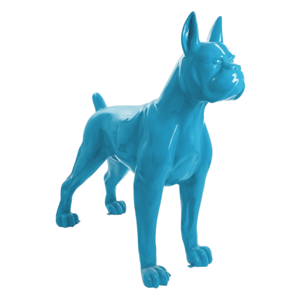 Sculpture XXL Chien Boxer en Résine 180 cm Bleu Ciel – Swiss Sculpture - Swiss-sculpture.ch