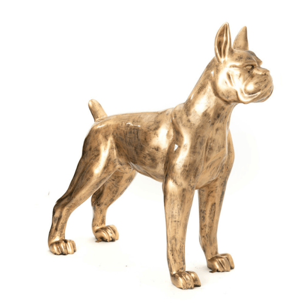 Sculpture XXL Chien Boxer en Résine 180 cm Doré – Swiss Sculpture - Swiss-sculpture.ch