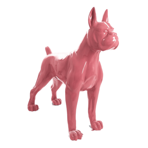 Statue Chien Boxer Animaux Resine - 180cm - Rose Clair - ANIMAUX-RESINE.FR
