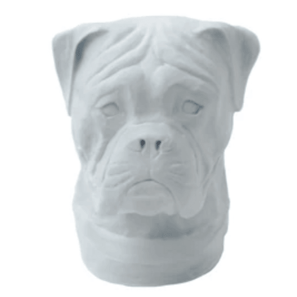 Sculpture Chien Boxer 35 cm en Résine Blanche Mate – Swiss Sculpture - Swiss-sculpture.ch