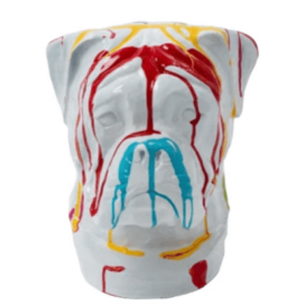 Sculpture Chien Boxer 35 cm en Résine Multicolore – Swiss Sculpture - Swiss-sculpture.ch