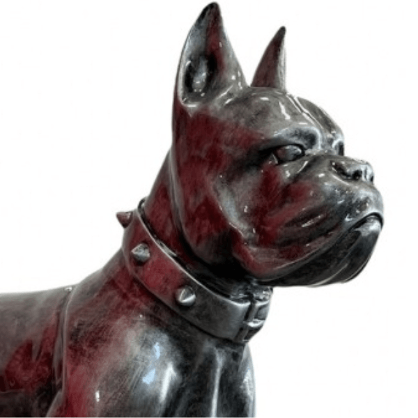 Sculpture Chien Boxer 50 cm Résine Argenté – Swiss Sculpture - Swiss-sculpture.ch