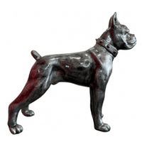 Sculpture Chien Boxer 50 cm Résine Argenté – Swiss Sculpture - Swiss-sculpture.ch