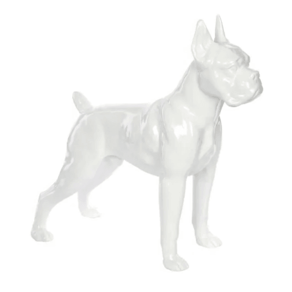 Sculpture Chien Boxer 50 cm Résine Blanc Mat – Swiss Sculpture - Swiss-sculpture.ch