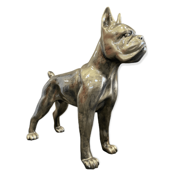 Sculpture Chien Boxer 50 cm en Résine Bronze – Swiss Sculpture - Swiss-sculpture.ch