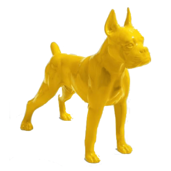 Sculpture Chien Boxer 50 cm Résine Jaune – Swiss Sculpture - Swiss-sculpture.ch