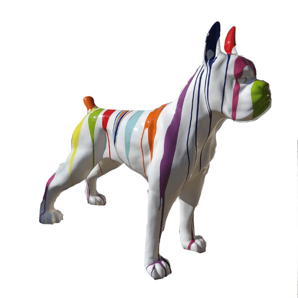 Sculpture Chien Boxer 50 cm en Résine Multicolore – Swiss Sculpture - Swiss-sculpture.ch