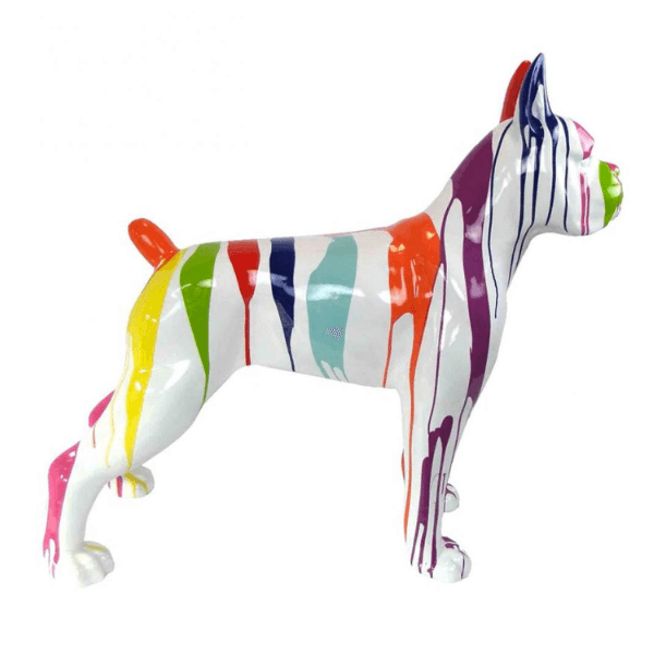 Sculpture Chien Boxer 50 cm en Résine Multicolore – Swiss Sculpture - Swiss-sculpture.ch