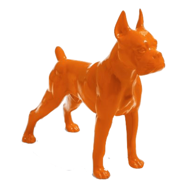 Sculpture Chien Boxer 50 cm en Résine Orange – Swiss Sculpture - Swiss-sculpture.ch