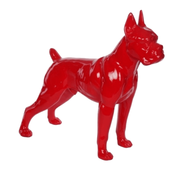 Sculpture Chien Boxer 50 cm en Résine Rouge – Swiss Sculpture - Swiss-sculpture.ch