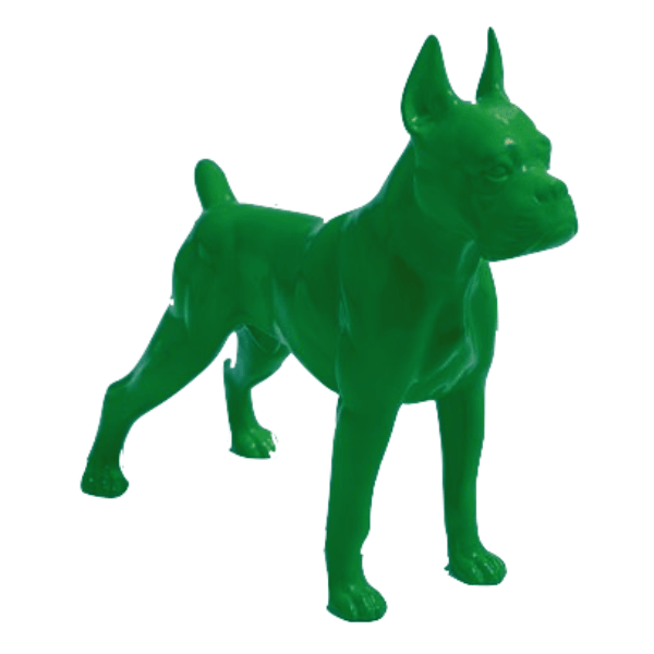 Sculpture Chien Boxer 50 cm en Résine Vert Brillant – Swiss Sculpture - Swiss-sculpture.ch