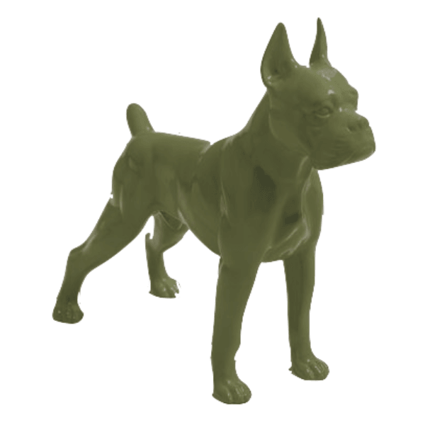 Sculpture Chien Boxer 50 cm en Résine Vert Kaki – Swiss Sculpture - Swiss-sculpture.ch