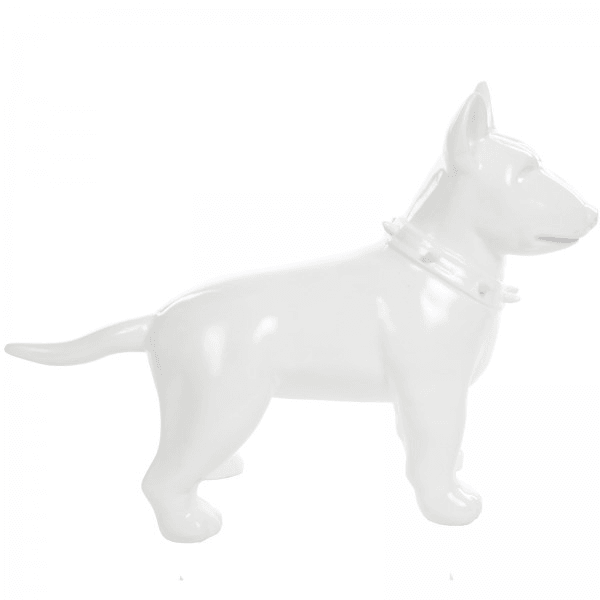Sculpture Chien Bull Terrier 60 cm Résine Blanc Mat – Swiss Sculpture - Swiss-sculpture.ch