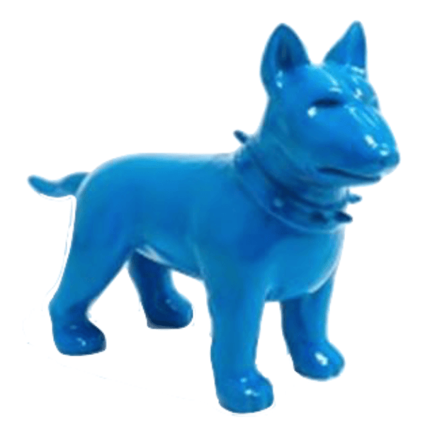 Sculpture Chien Bull Terrier 60 cm Résine Bleu – Swiss Sculpture - Swiss-sculpture.ch
