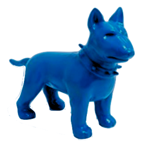 Sculpture Chien Bull Terrier 60 cm Résine Bleu Nuit – Swiss Sculpture - Swiss-sculpture.ch