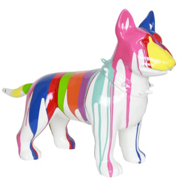 Sculpture Chien Bull Terrier 60 cm en Résine Multicolore – Swiss Sculpture - Swiss-sculpture.ch