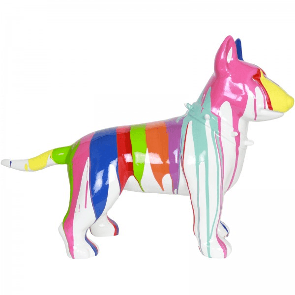 Sculpture Chien Bull Terrier 60 cm en Résine Multicolore – Swiss Sculpture - Swiss-sculpture.ch