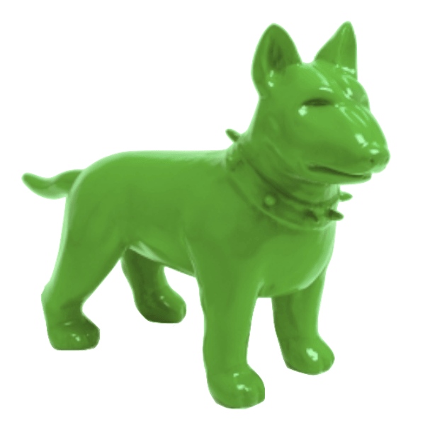 Sculpture Bull Terrier en Résine 60 cm Vert Pomme – Swiss Sculpture - Swiss-sculpture.ch
