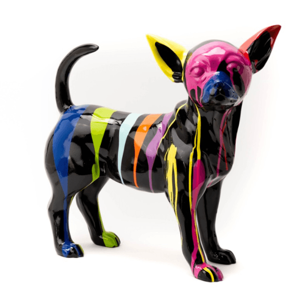 Sculpture Chien Chihuahua 30 cm en Résine Multicolore – Swiss Sculpture - Swiss-sculpture.ch