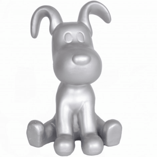 Sculpture Chien 30 cm Résine Argenté – Swiss Sculpture - Swiss-sculpture.ch