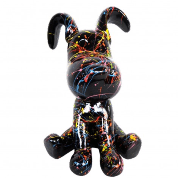 Sculpture Chien 30 cm en Résine Noir Graphique – Swiss Sculpture - Swiss-sculpture.ch