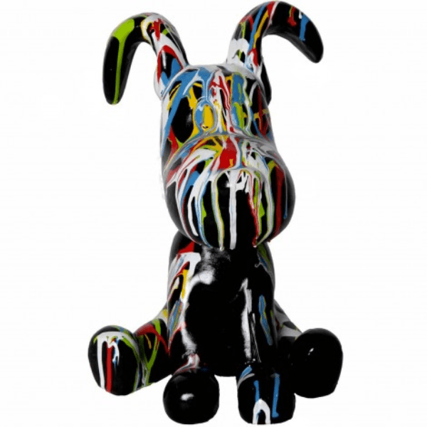 Sculpture Chien 30 cm en Résine Multicolore – Swiss Sculpture - Swiss-sculpture.ch