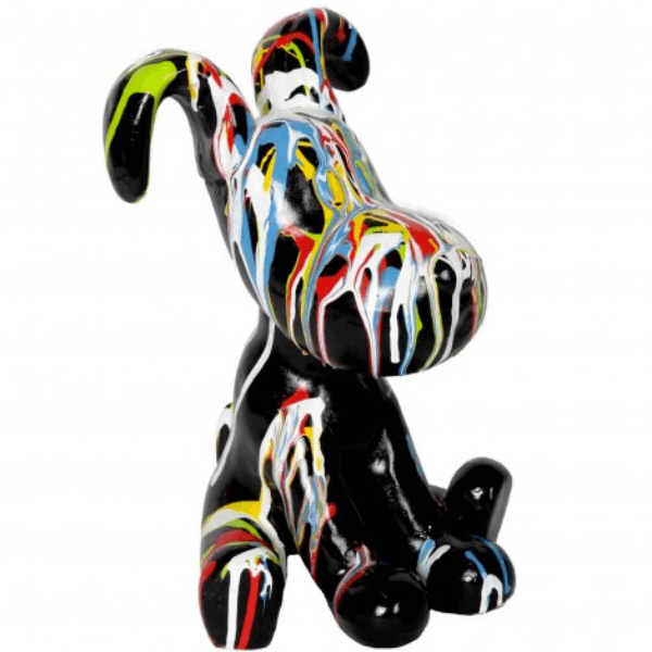 Sculpture Chien 30 cm en Résine Multicolore – Swiss Sculpture - Swiss-sculpture.ch