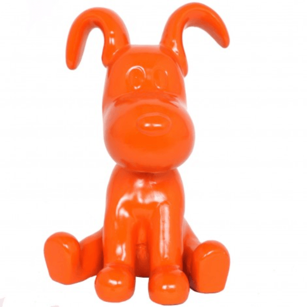 Sculpture Chien en Résine 30 cm Orange Brillant – Swiss Sculpture - Swiss-sculpture.ch