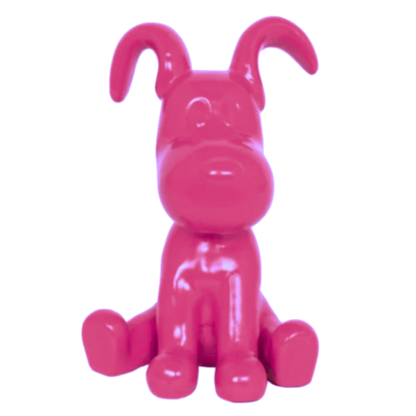 Sculpture Chien 30 cm en Résine Rose Fuchsia – Swiss Sculpture - Swiss-sculpture.ch