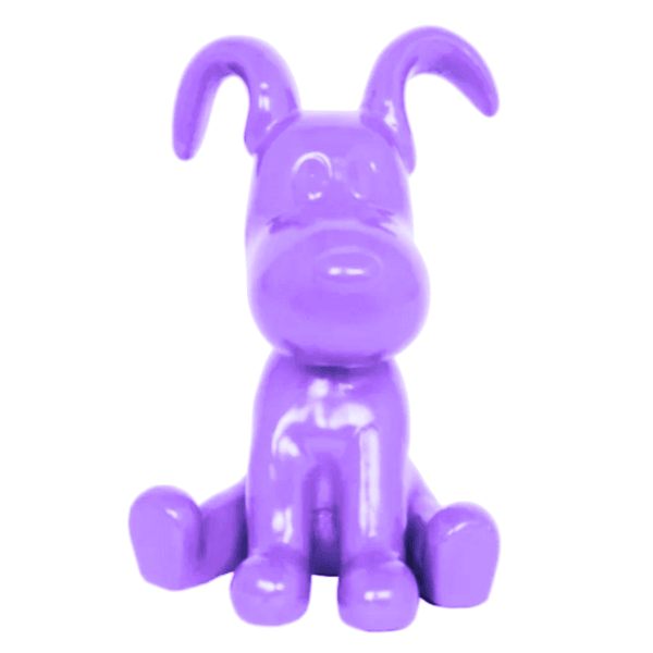 Sculpture Chien en Résine 30 cm Violet – Swiss Sculpture - Swiss-sculpture.ch