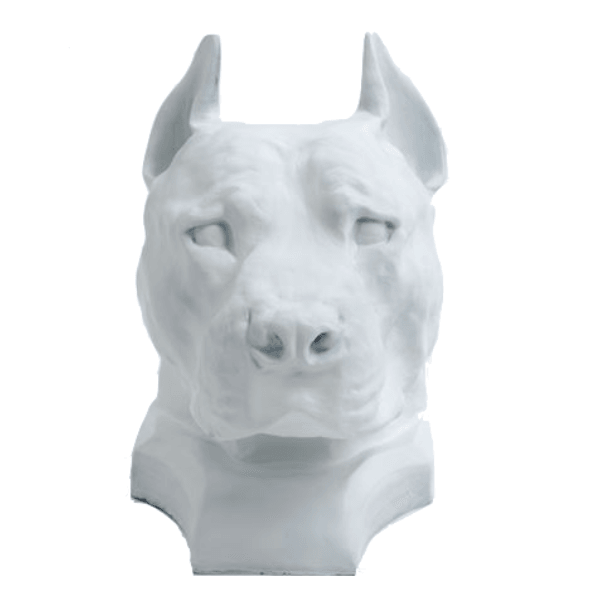 Sculpture Chien Staff Bull 35 cm Résine Blanc Mat – Swiss Sculpture - Swiss-sculpture.ch