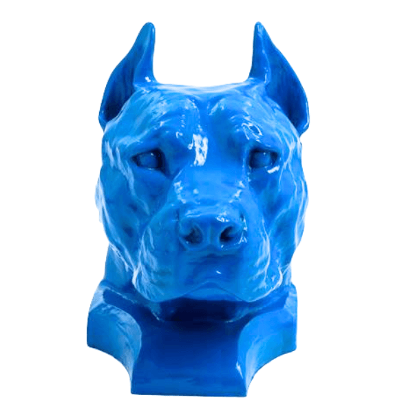 Sculpture Chien Staff Bull 35 cm en Résine Bleu – Swiss Sculpture - Swiss-sculpture.ch