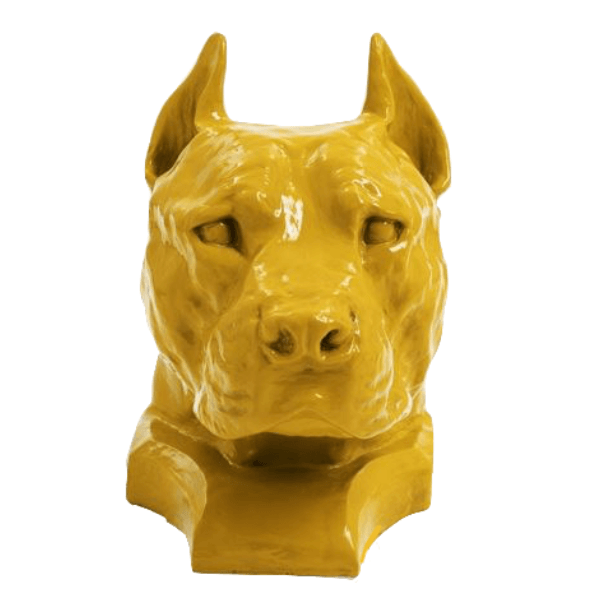 Sculpture Résine Chien Staff Bull 35 cm Jaune – Swiss Sculpture - Swiss-sculpture.ch