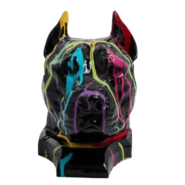 Sculpture Chien Staff Bull 35 cm en Résine Multicolore – Swiss Sculpture - Swiss-sculpture.ch