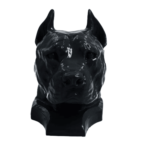 Sculpture Chien Staff Bull 35 cm Résine Noir Mat – Swiss Sculpture - Swiss-sculpture.ch