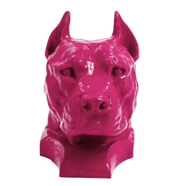 Sculpture Chien Staff Bull 35 cm Résine Rose Fuchsia – Swiss Sculpture - Swiss-sculpture.ch