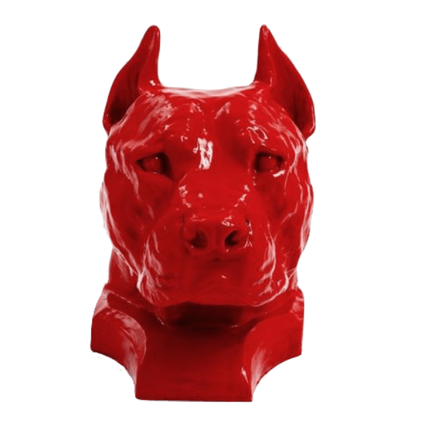 Sculpture Chien Staff Bull 35 cm en Résine Rouge – Swiss Sculpture - Swiss-sculpture.ch