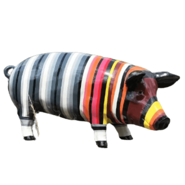 Sculpture Cochon XXL en Résine 100 cm Multicolore – Swiss Sculpture - Swiss-sculpture.ch