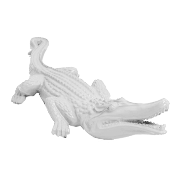 Sculpture Crocodile XXL en Résine 120 cm Blanc Mat – Swiss Sculpture - Swiss-sculpture.ch