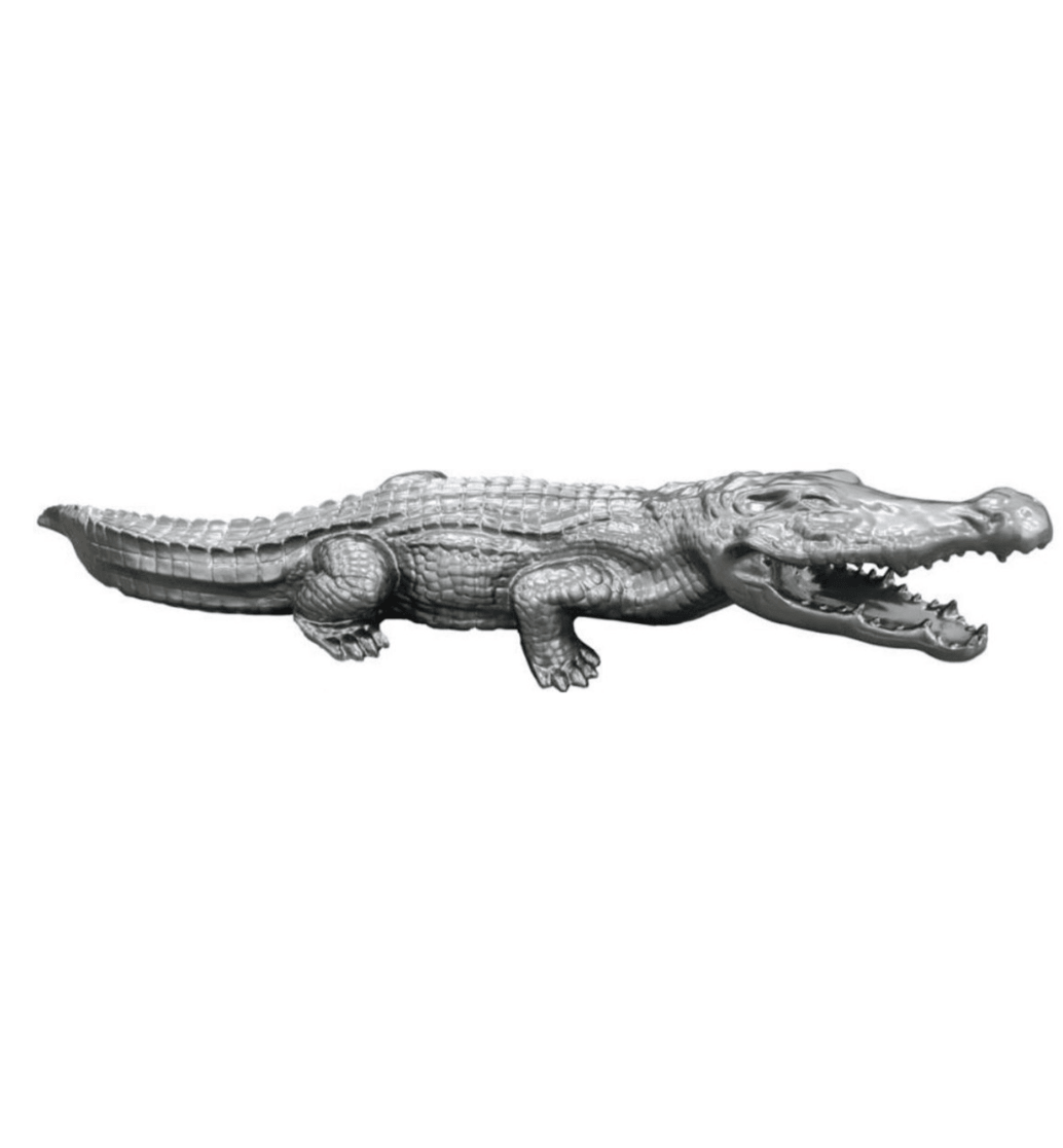 Sculpture Crocodile XXL en Résine 150 cm Argenté – Swiss Sculpture - Swiss-sculpture.ch