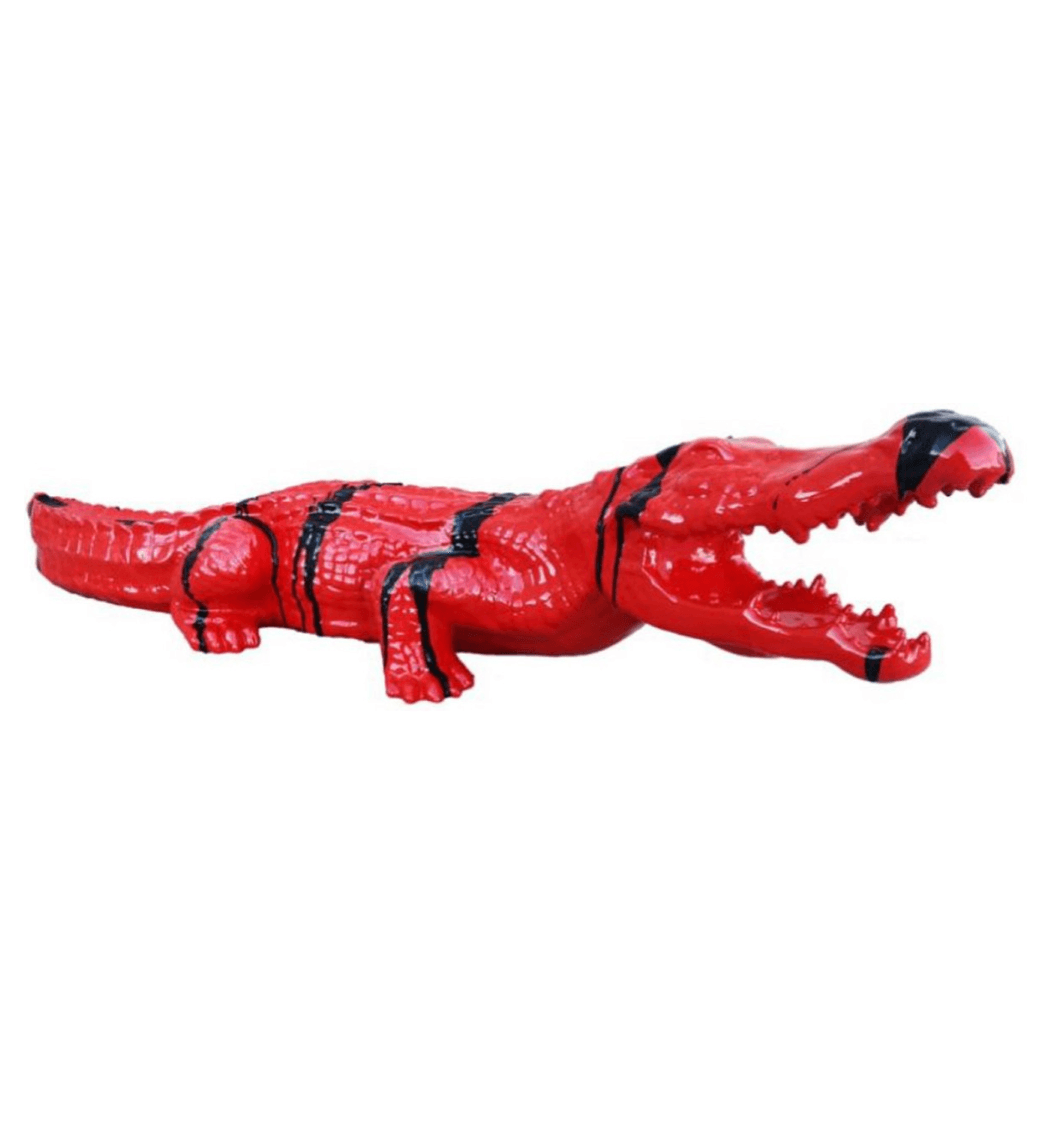 Sculpture Crocodile XXL en Résine 130 cm Rouge Brillant – Swiss Sculpture - Swiss-sculpture.ch