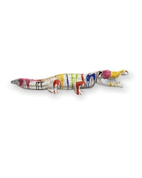 Sculpture Crocodile XXL en Résine 150 cm Multicolore – Swiss Sculpture - Swiss-sculpture.ch