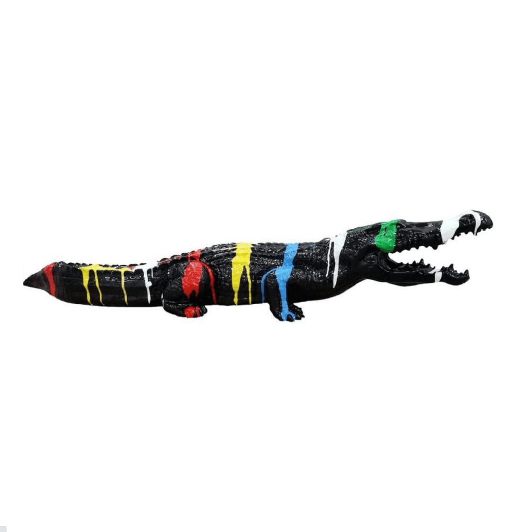 Sculpture Crocodile XXL en Résine 130 cm Multicolore – Swiss Sculpture - Swiss-sculpture.ch