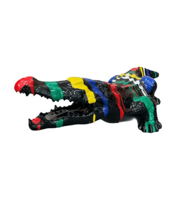 Sculpture Crocodile XXL en Résine 130 cm Multicolore – Swiss Sculpture - Swiss-sculpture.ch