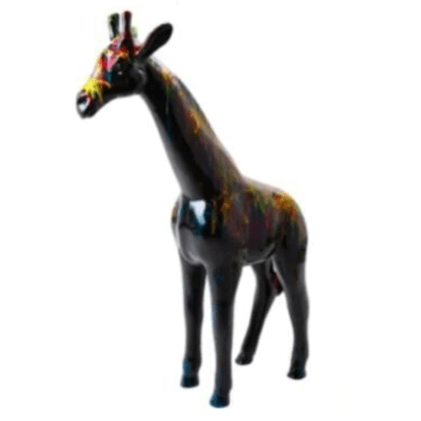 Sculpture Girafe XXL en Résine 110 cm Noir Graffiti – Swiss Sculpture - Swiss-sculpture.ch