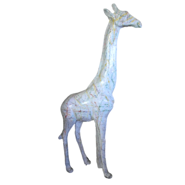 Sculpture Girafe XXL en Résine 210 cm Blanc Graffiti – Swiss Sculpture - Swiss-sculpture.ch