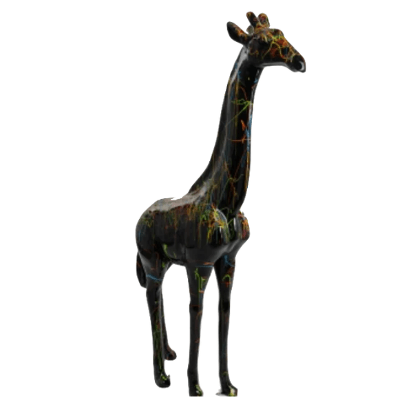Sculpture Girafe XXL en Résine 210 cm Noir Mat – Swiss Sculpture - Swiss-sculpture.ch